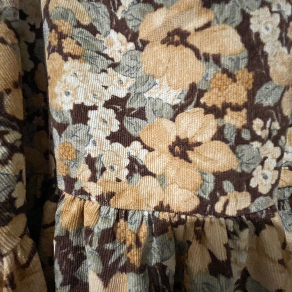 LENA AND LOU Brown Multi Color Floral Corduroy Dress with Pockets Size 3X - Picture 4 of 8